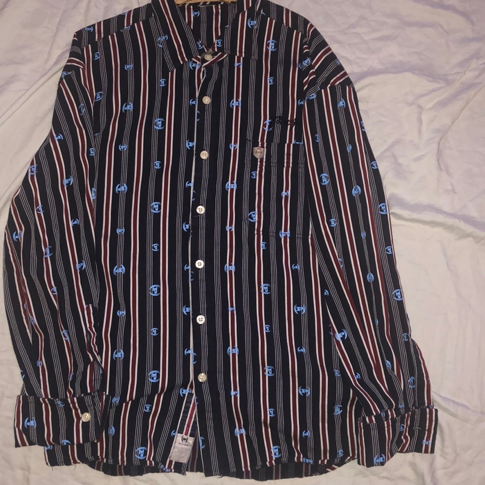 Phat Farm button down striped graphic shirt